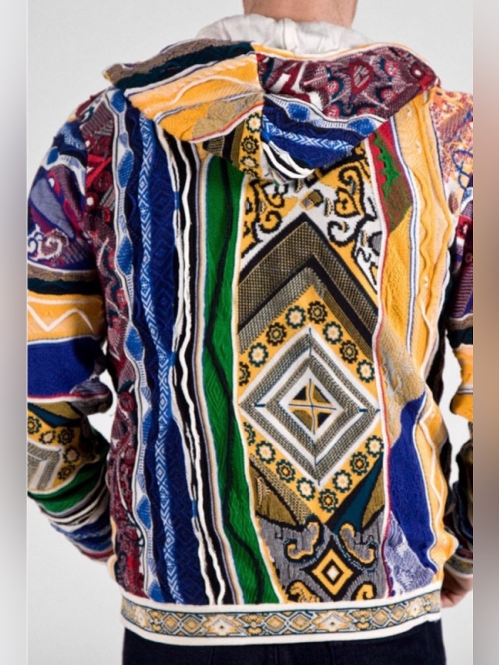 COOGI OG Multicolor Patterned Cotton Knitted Zip-Up Hoody Jacket Large - Picture 8 of 10